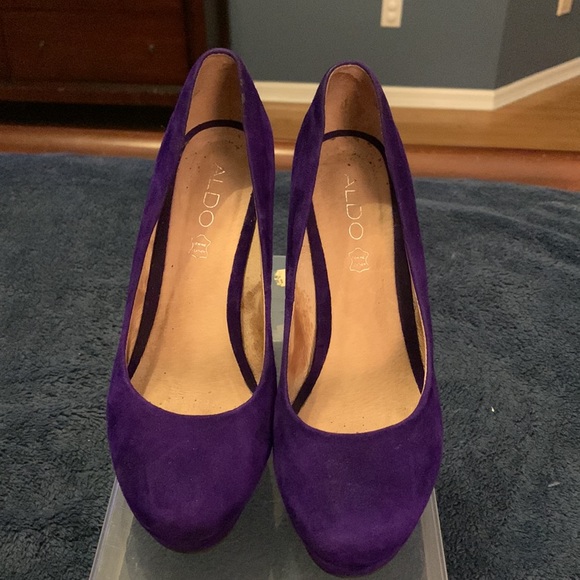 Aldo purple suede platform wedges - Picture 2 of 11